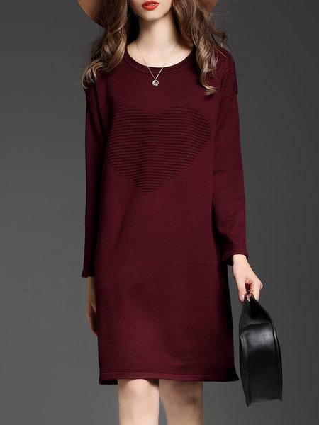 Casual Knitted Long Sleeve Sweater Dress